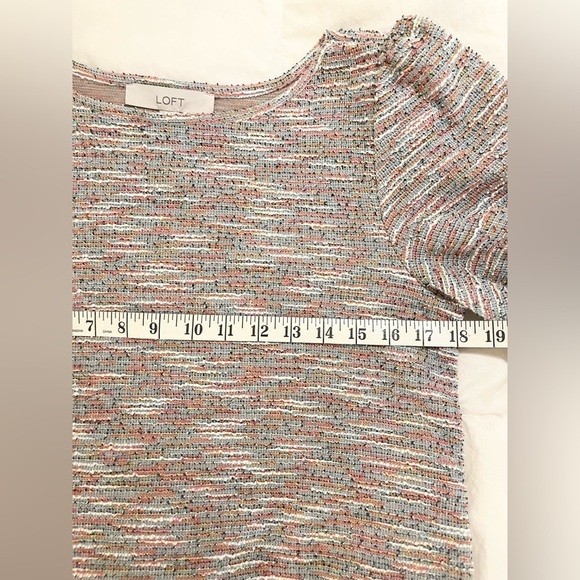 LOFT Colorful Knit Too Blouse with Puffed Sleeve | Size S - Picture 7 of 9
